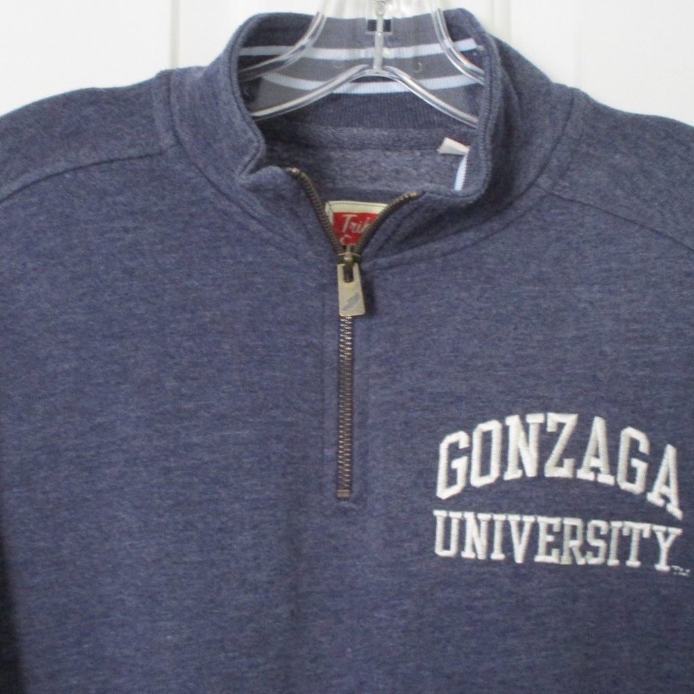 Gonzaga University Womens L/S 1/4 Zip Blue Fleece-lined Sweatshirt - Size Large